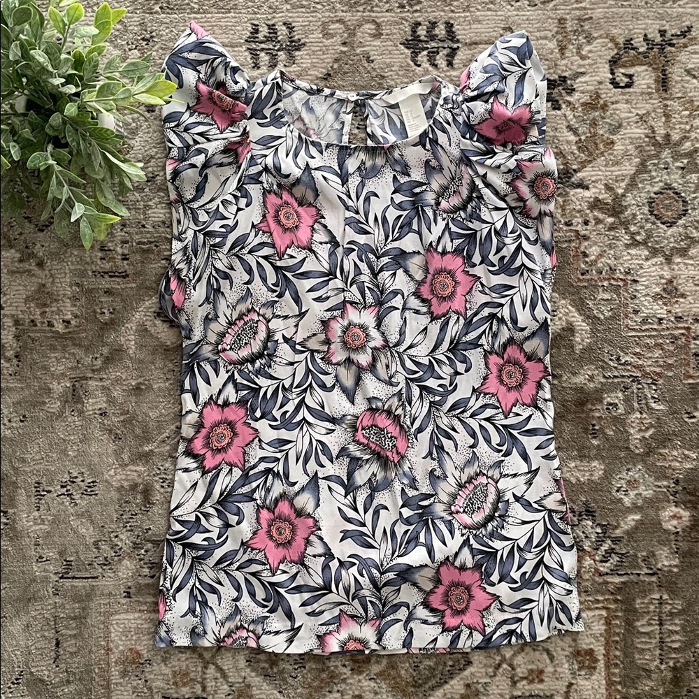 H&M Floral Blouse with Pink and Blue Hues